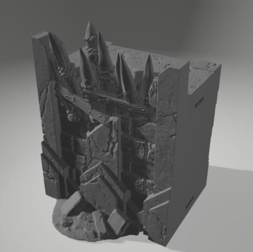 Dark realms, Warhammer, 28mm terrain, warhammer terrain, entry gate, Tabletop Terrain, Dungeons and Dragons, Fort, Defense, gift, Walls, Wall Ends, Orc Walls, Orc Ruins, Ruins, Castle, War, Ruin, Goblins, orcs, monsters, Orc terrain