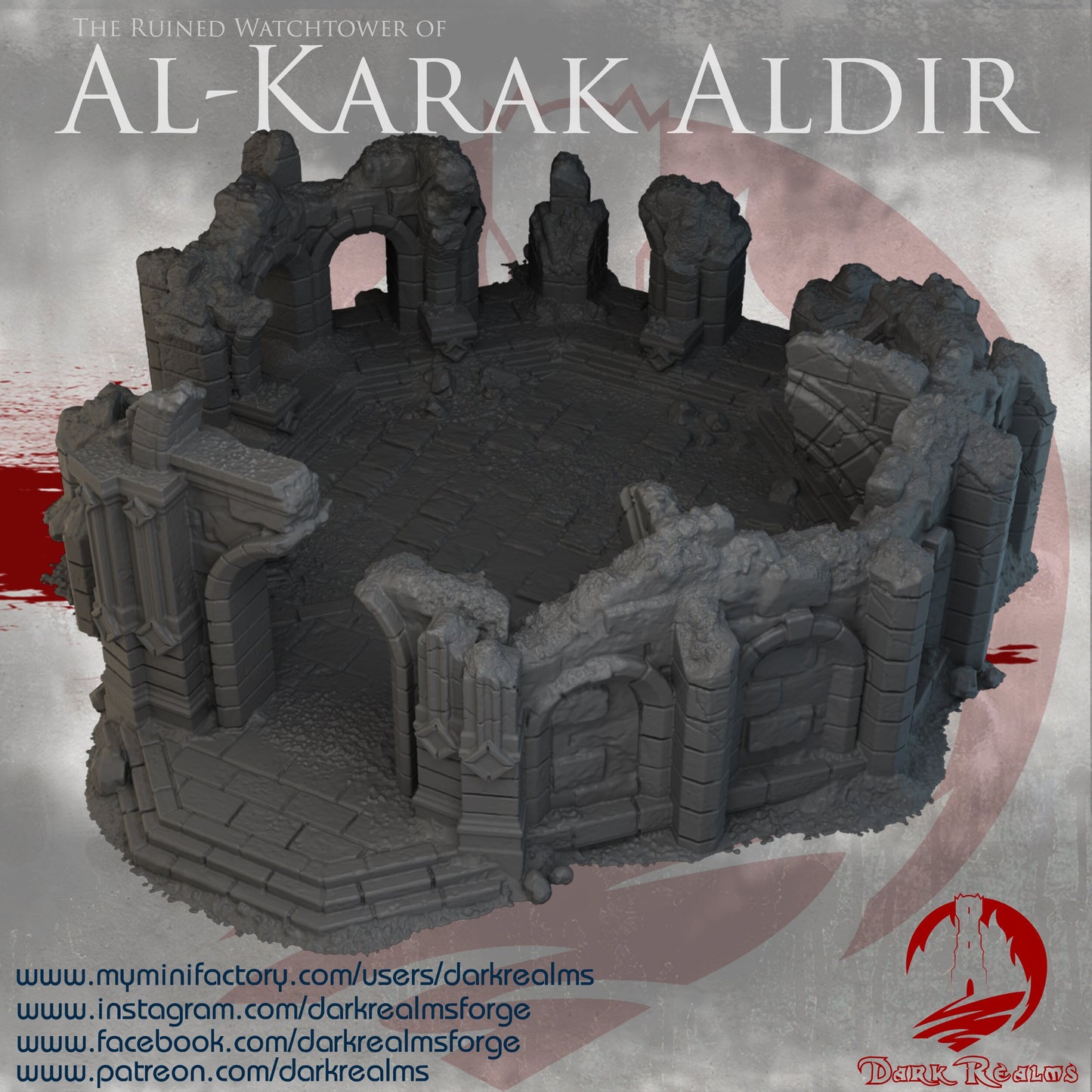 Ruins of Aldir, Al Karak Aldir Ruins, Watchtower of Aldir, Ruined Terrain, Aldir WatchTower, Ruins, medieval, Dungeons and Dragons, Tabletop Terrain, wargaming, rpg terrain, fantasy terrain, adventure, ruins of old, arkenfel ruins, Ruin, watchtower