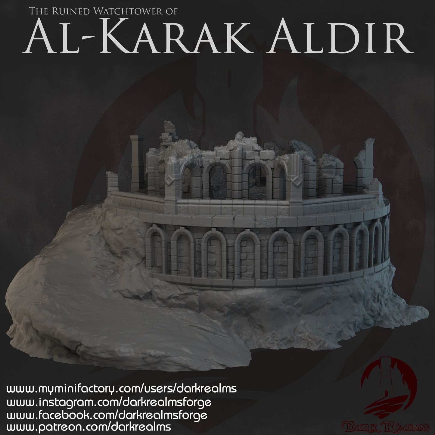 Ruins of Aldir, Al Karak Aldir Ruins, Watchtower of Aldir, Ruined Terrain, Aldir WatchTower, Ruins, medieval, Dungeons and Dragons, Tabletop Terrain, wargaming, rpg terrain, fantasy terrain, adventure, ruins of old, arkenfel ruins, Ruin, watchtower