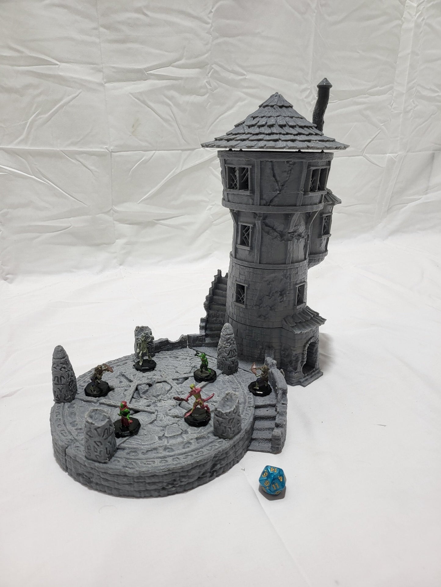 Ruined Mage Tower, Ruined Tower, Magician Ruin, Tabletop Terrain, Gaming Miniature, Tabletop Scenery