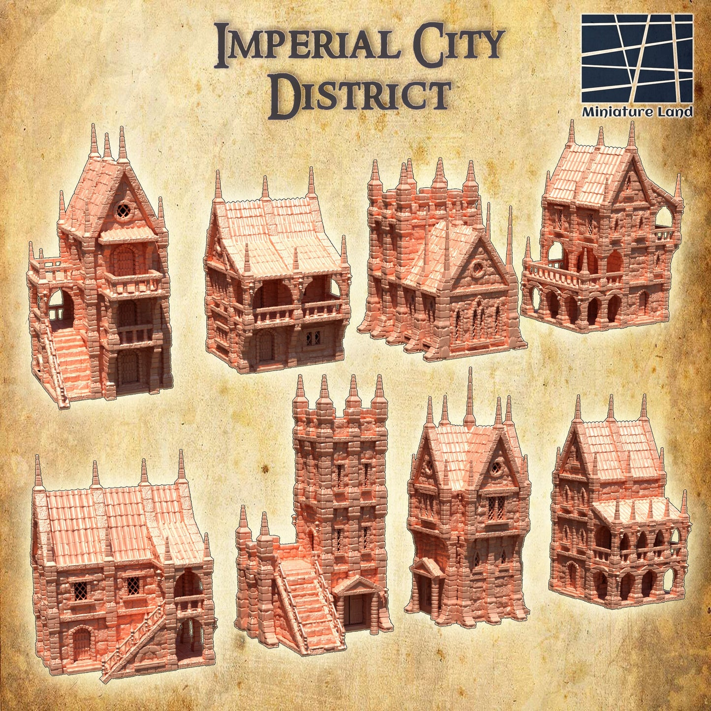 Imperial City District, 28mm, Imperial City, City, The king, Dnd Terrain, Tabletop Castle. castle city
