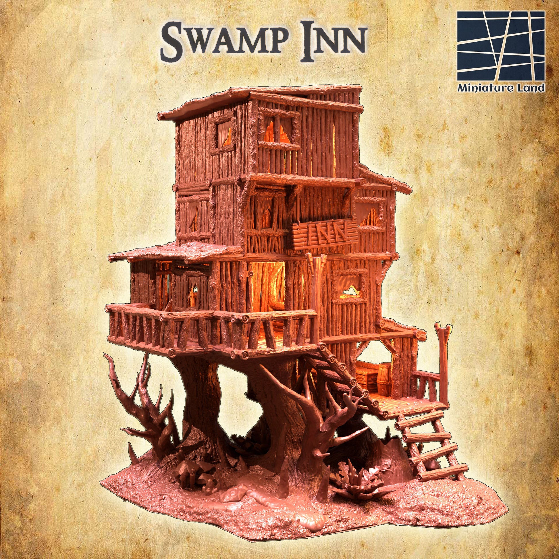 4 Story Goblin Swamp Tower 28mm Terrain Warhammer Dungeons and