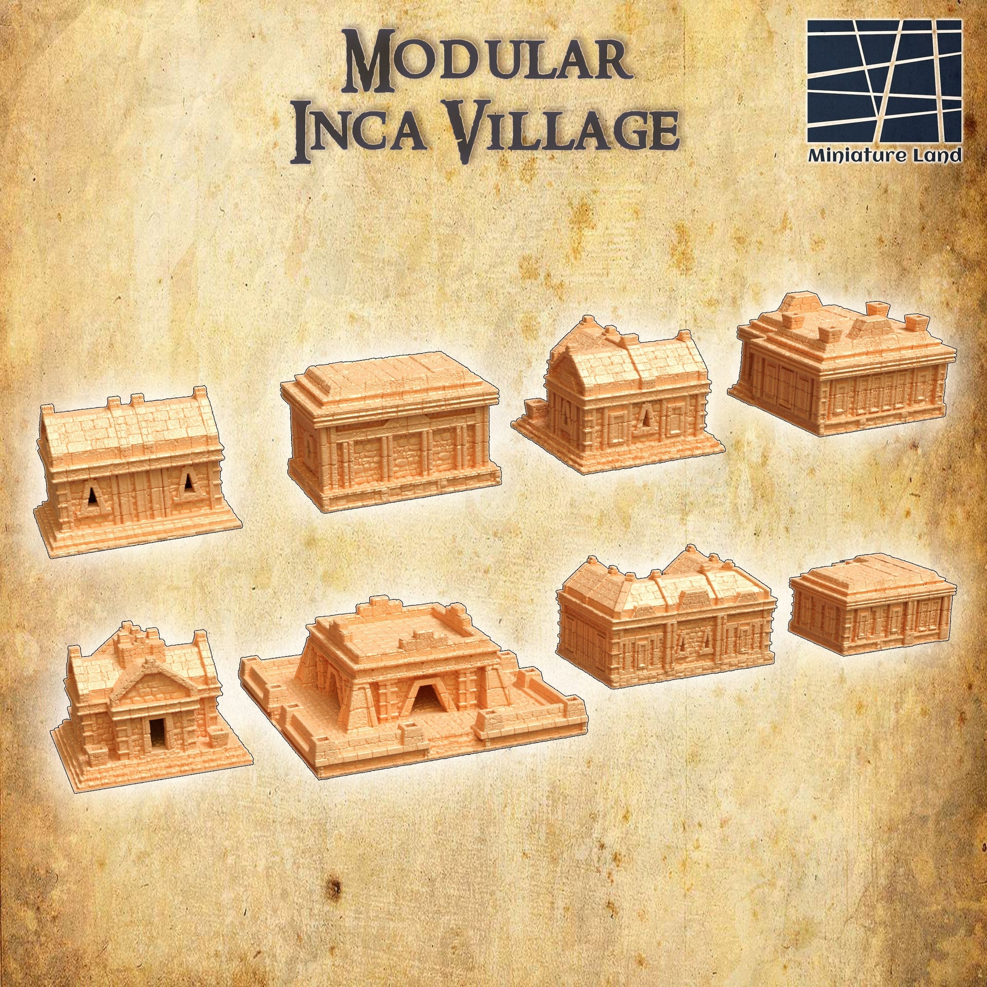 Modular Inca Village Set, Village Set, Village, Inca Village, 8 Houses