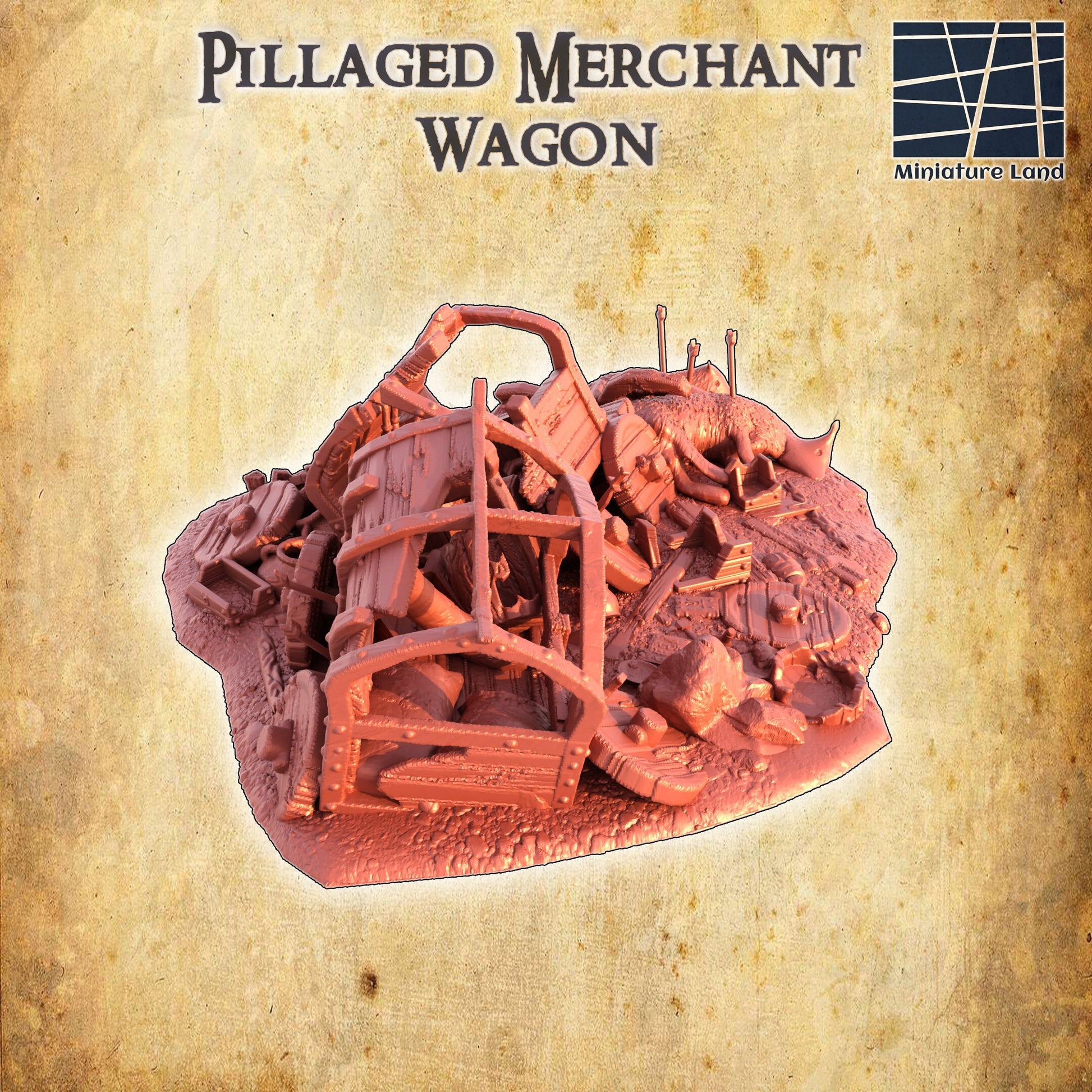 Pillaged Merchant Wagon, Merchant Ruin, Cart Ruin, wagon ruin