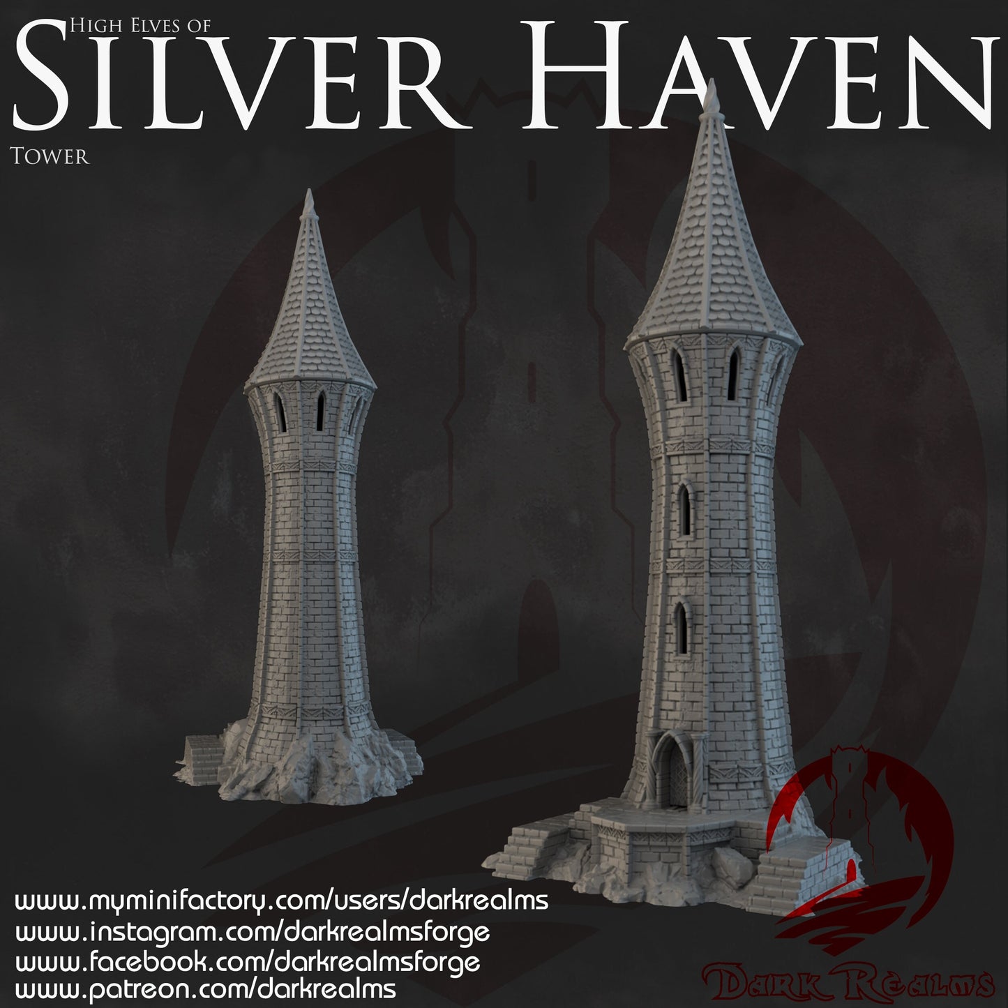 3mm 1:450, Elven Harbor Entrance, Tower & Lighthouse Set