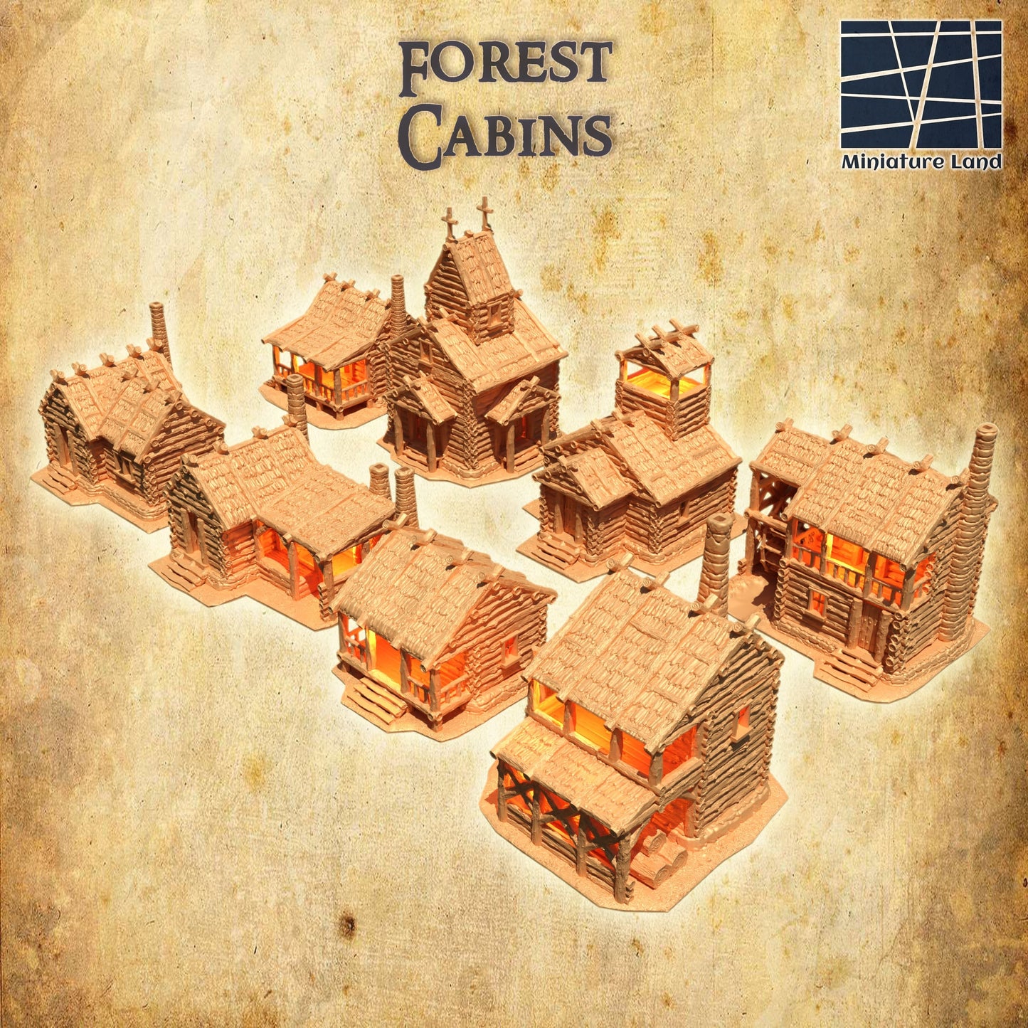 Forest Cabin Set 8 Buildings, Forest Town Set