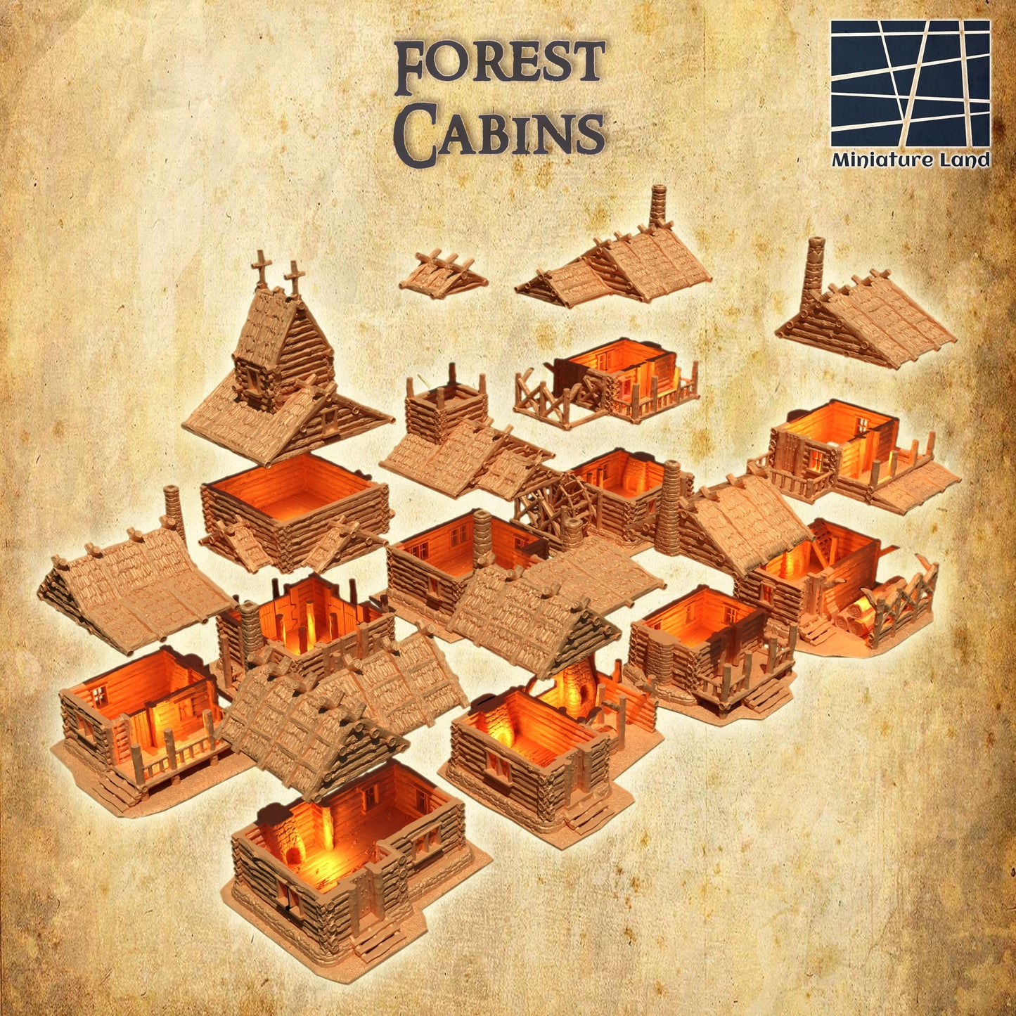 Forest Cabin Set 8 Buildings, Forest Town Set