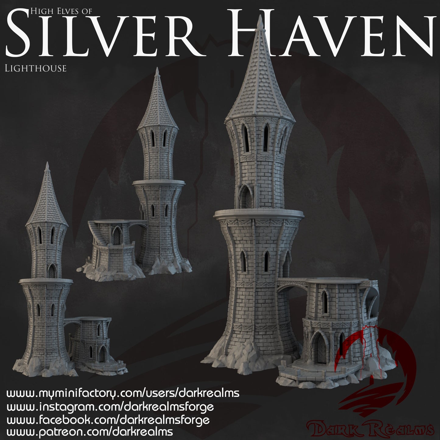 3mm 1:450, Elven Harbor Entrance, Tower & Lighthouse Set